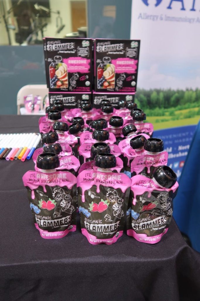 Pink fruit drinks at Kids Safety Expo