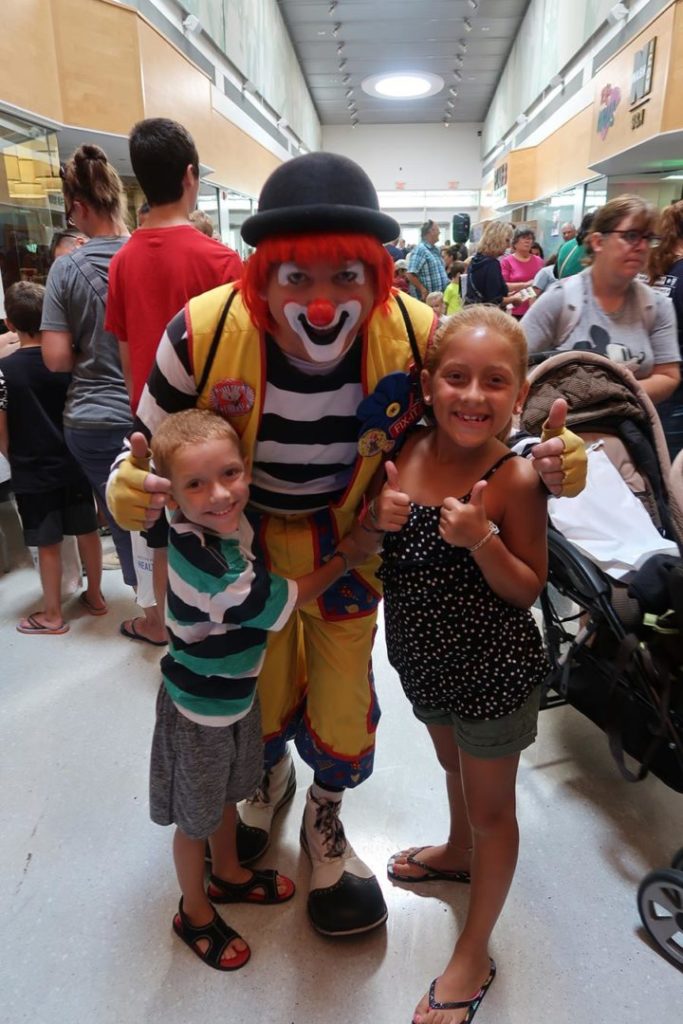 Clown and children at Kids Safety Expo