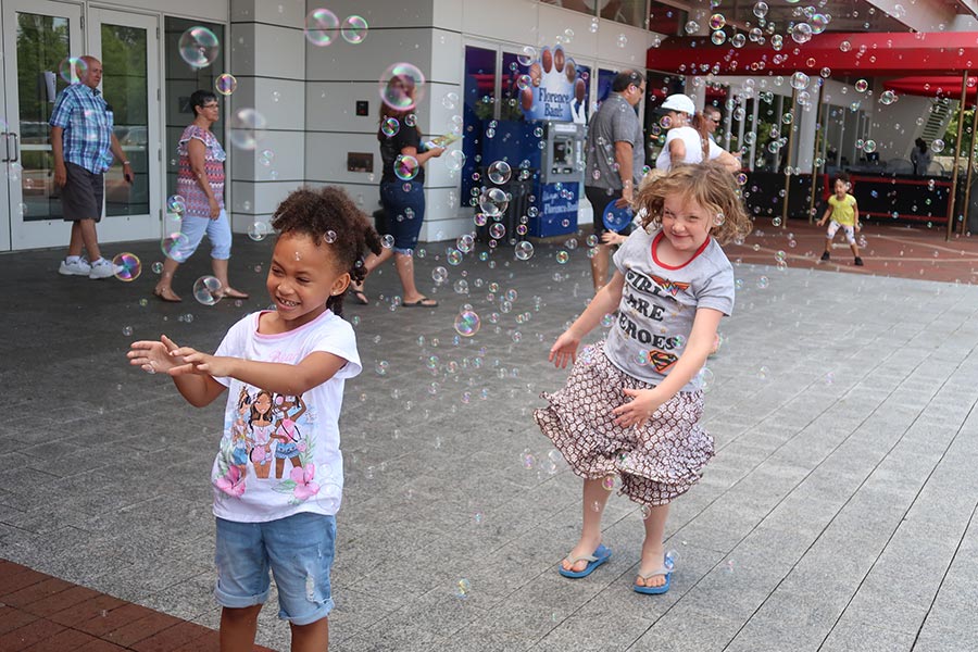 Kids playing with bubbles at Kids Safety Expo